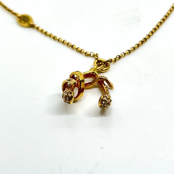 VINTAGE JUICY COUTURE GOLD TONE WISHBONE NECKLACE PAVE CRYSTAL RHINESTONE CHARM - Picture 8 of 17